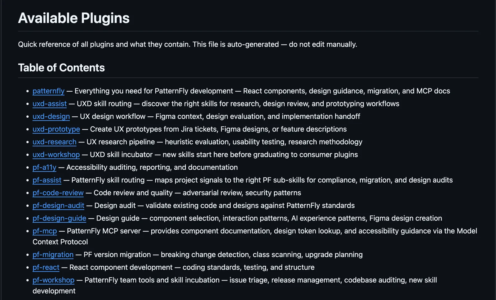 The list of skill sets in the public ai-helpers toolkit on GitHub