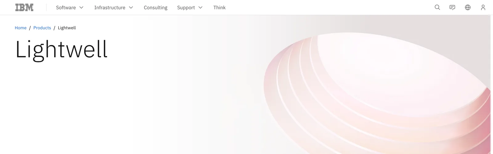 IBM's Lightwell product page, with the Lightwell heading and ring artwork